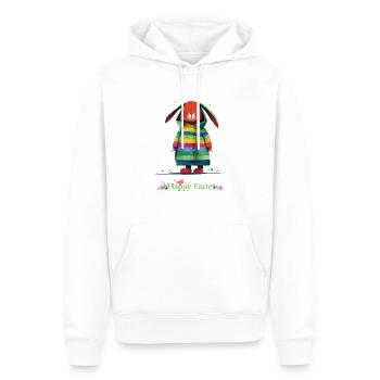 Joyeuses Pâques | Joyeuse illustration de lapin de Pâques - Sweat à capuche Premium bio Homme - blanc - Devant - Nico (187cm)