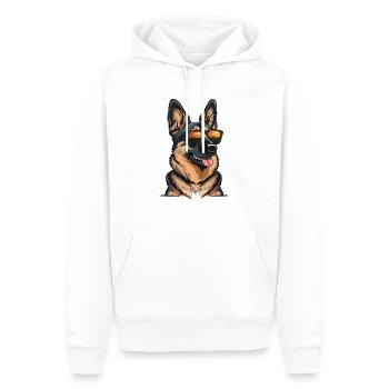 Berger allemand cool avec des lunettes de soleil - Sweat à capuche Premium bio Homme - blanc - Devant - Nico (187cm)