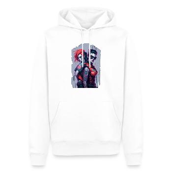Jibbers_ActionGirls - Männer Premium Bio Hoodie - Weiß - Vorne - Nico (187cm)