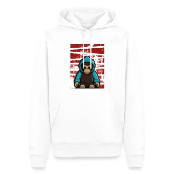 Retro Affe - Männer Premium Bio Hoodie - Weiß - Vorne - Nico (187cm)