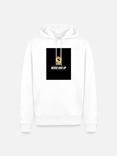 Never Give Up - Männer Premium Bio Hoodie - Weiß
