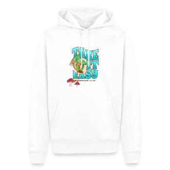 Take it Easy Mushroom Club - Men’s Premium Organic Hoodie - white - Front - Nico (187cm)
