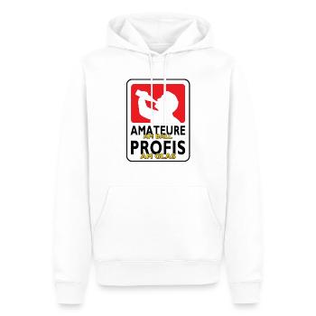 PROFIS am Glas / Kreisliga und Kreisklasse - Männer Premium Bio Hoodie - Weiß - Vorne - Nico (187cm)