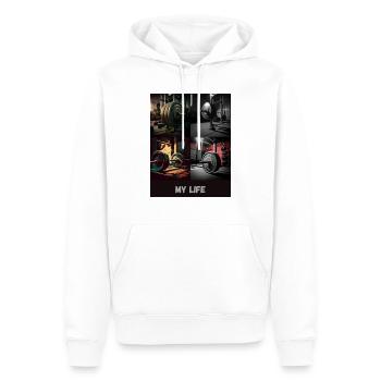 Training Sportswear Bodybuilding Fitness Kleidung - Männer Premium Bio Hoodie - Weiß - Vorne - Nico (187cm)