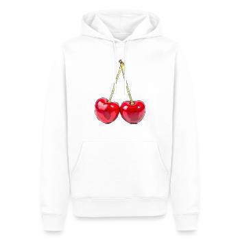 Cherry - Men’s Premium Organic Hoodie - white - Front - Nico (187cm)