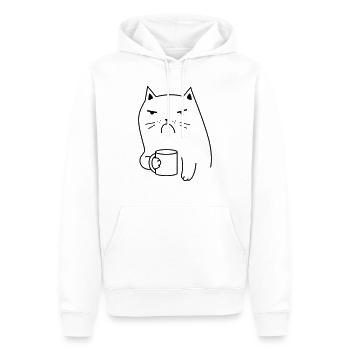 Katzenbecher Morgen Launisch Mürrisch Job Arbeit - Männer Premium Bio Hoodie - Weiß - Vorne - Nico (187cm)
