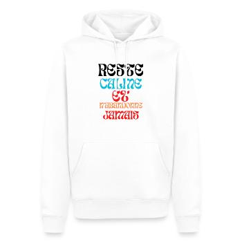 Reste Calme et N'abandonne Jamais - Sweat à capuche Premium bio Homme - blanc - Devant - Nico (187cm)
