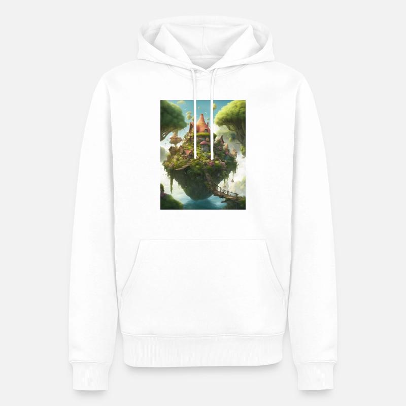 Schwebendes Elfendorf - Männer Premium Bio Hoodie - Weiß
