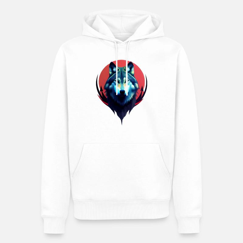 Loup - Sweat à capuche Premium bio Homme - blanc