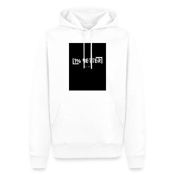 1% BESSER - jeden Tag - Männer Premium Bio Hoodie - Weiß - Vorne - Nico (187cm)