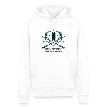 "Préparez-vous, l'escrime en avant" - Sweat à capuche Premium bio Homme - blanc - Devant - Nico (187cm)
