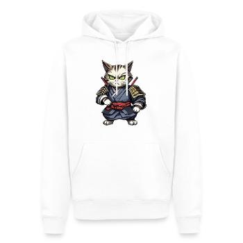 Samurai-Katze #15 - Männer Premium Bio Hoodie - Weiß - Vorne - Nico (187cm)