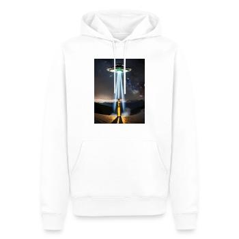 jeu de mots sur la bière d’enlèvement extraterrestre Je veux beerlieve - Sweat à capuche Premium bio Homme - blanc - Devant - Nico (187cm)