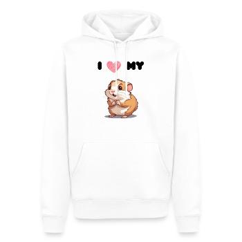 Hamster Love - Hamster mignon - Sweat à capuche Premium bio Homme - blanc - Devant - Nico (187cm)