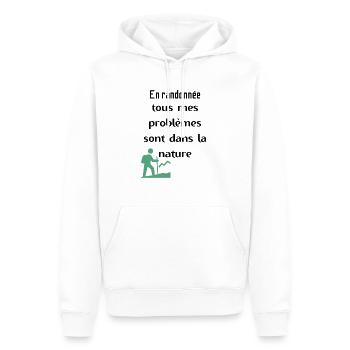Hiking all my problems in nature - Men’s Premium Organic Hoodie - white - Front - Nico (187cm)