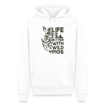 Chasse, gibier, chasse, nature, chasseur, faune animale - Sweat à capuche Premium bio Homme - blanc - Devant - Nico (187cm)