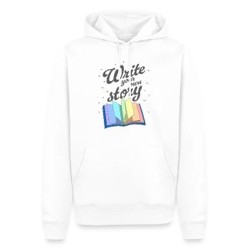 Write your own story - Sweat à capuche Premium bio Homme - blanc - Devant - Nico (187cm)