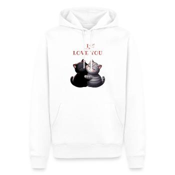 2 schwarze und graue Katzen Ich liebe dich - Männer Premium Bio Hoodie - Weiß - Vorne - Nico (187cm)