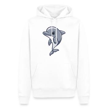 Delfin Kawaii - Männer Premium Bio Hoodie - Weiß - Vorne - Nico (187cm)