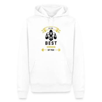 Be The Best Version Of You - Men’s Premium Organic Hoodie - white - Front - Nico (187cm)