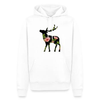 Hirsch - Männer Premium Bio Hoodie - Weiß - Vorne - Nico (187cm)