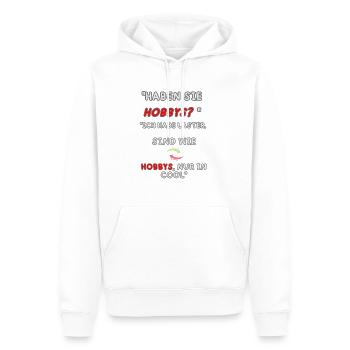 "Laster statt Hobbys" - Männer Premium Bio Hoodie - Weiß - Vorne - Nico (187cm)