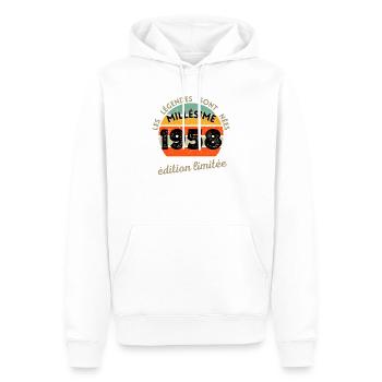 les Legendes Sont Nees en 1958 cadeau 66 ans - Sweat à capuche Premium bio Homme - blanc - Devant - Nico (187cm)