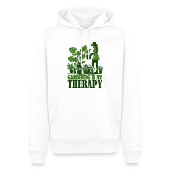 Gartenarbeit ist meine Therapie - Männer Premium Bio Hoodie - Weiß - Vorne - Nico (187cm)