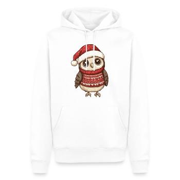 Hibou Noël - Sweat à capuche Premium bio Homme - blanc - Devant - Nico (187cm)