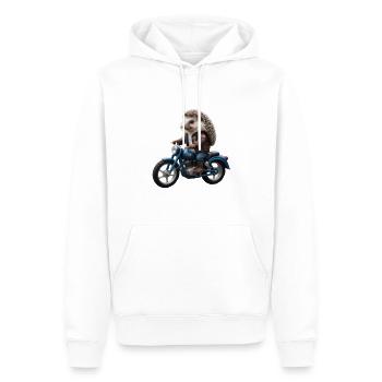Hérisson motard - Sweat à capuche Premium bio Homme - blanc - Devant - Nico (187cm)