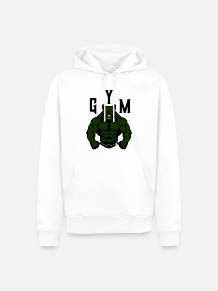 Bear Comic Gym Beast - Men’s Premium Organic Hoodie - white