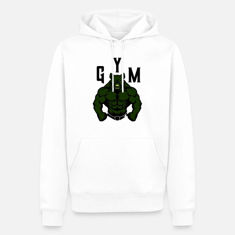 bär comic gym beast - Männer Premium Bio Hoodie - Weiß