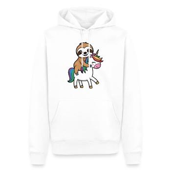 Paresseux paresseux chevauche une licorne - Funny Desi - Sweat à capuche Premium bio Homme - blanc - Devant - Nico (187cm)