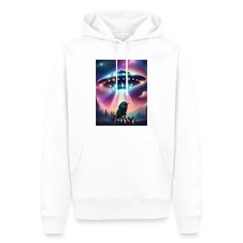 die Fliegende Untertasse - Männer Premium Bio Hoodie - Weiß - Vorne - Nico (187cm)