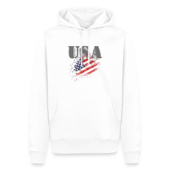 USA mit Flagge - Männer Premium Bio Hoodie - Weiß - Vorne - Nico (187cm)