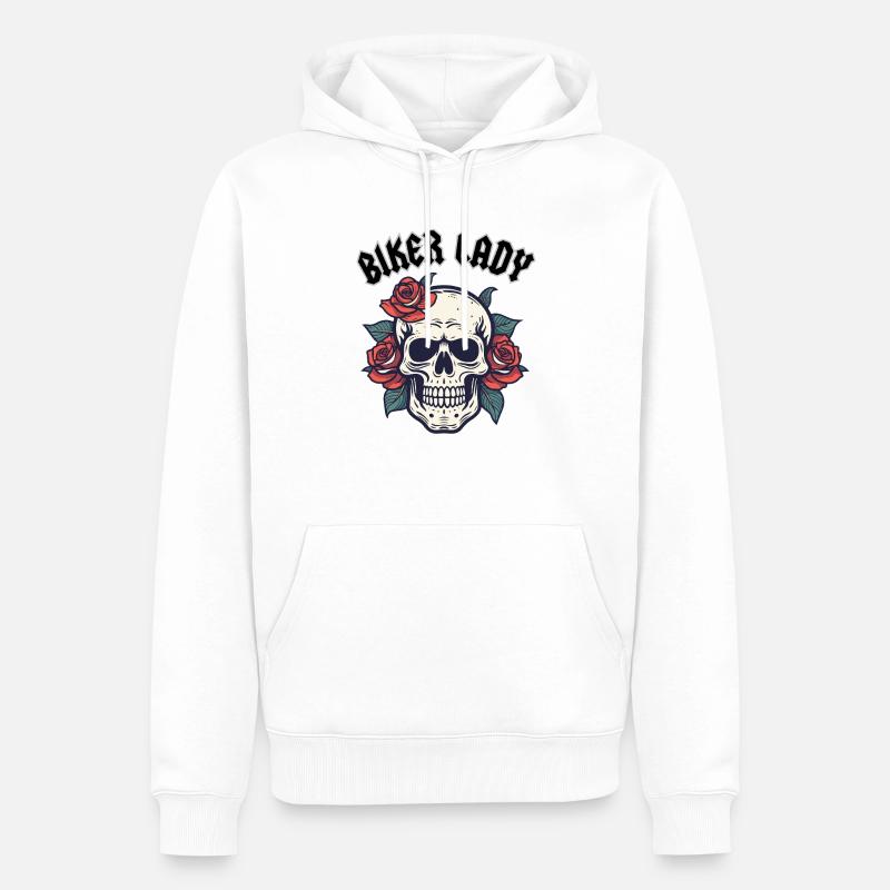 MOTARDE DAME À LA ROSE - Sweat à capuche Premium bio Homme - blanc
