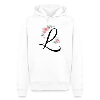 Lettre l fleurs - Sweat à capuche Premium bio Homme - blanc - Devant - Nico (187cm)