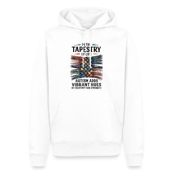 The Tapestry of Life – Woven Threads of Strength. - Men’s Premium Organic Hoodie - white - Front - Nico (187cm)