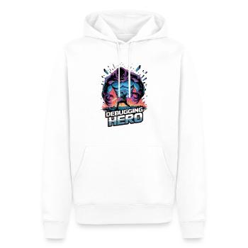 Debugging Hero - Bataille épique contre les monstres de code - Sweat à capuche Premium bio Homme - blanc - Devant - Nico (187cm)