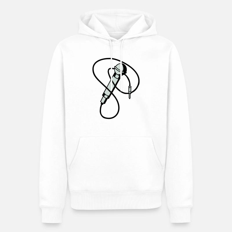 microphone - Sweat à capuche Premium bio Homme - blanc