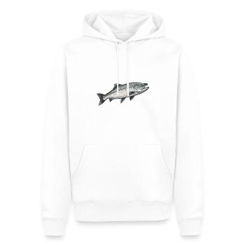 Saumon Poisson Pêche Pêche Pêche Pêche Poisson Sports - Sweat à capuche Premium bio Homme - blanc - Devant - Nico (187cm)