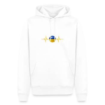 Ukraine Fußball 2022 Herzschlag Ukraine - Männer Premium Bio Hoodie - Weiß - Vorne - Nico (187cm)