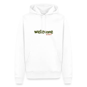 Welcome to 2023 font design street fashion - Männer Premium Bio Hoodie - Weiß - Vorne - Nico (187cm)