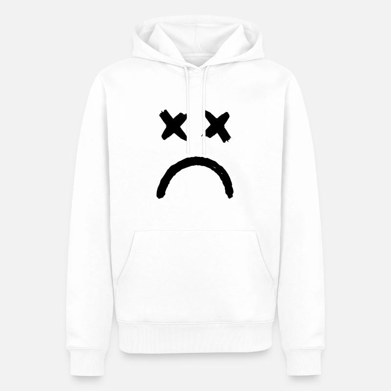 Smiley Yeux croisés Smiley triste - Sweat à capuche Premium bio Homme - blanc