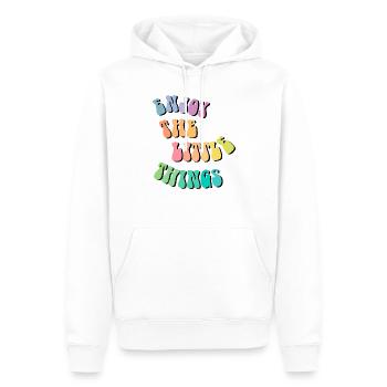 Profiter des petites choses - Idée cadeau - Cadeau - Sweat à capuche Premium bio Homme - blanc - Devant - Nico (187cm)