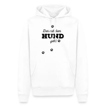 Der mit dem Hund geht - Männer Premium Bio Hoodie - Weiß - Vorne - Nico (187cm)