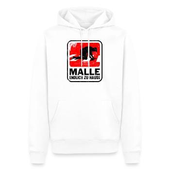 MALLE ENDLICH ZU HAUSE, KNIEEND ÜBER ZEBRASTREIFEN - Männer Premium Bio Hoodie - Weiß - Vorne - Nico (187cm)