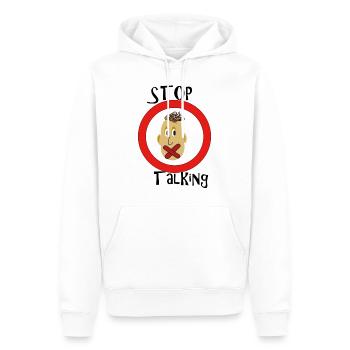 Stop Talking - Männer Premium Bio Hoodie - Weiß - Vorne - Nico (187cm)