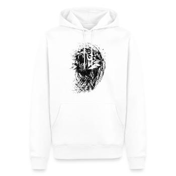 Tiger Abstrakt - Männer Premium Bio Hoodie - Weiß - Vorne - Nico (187cm)