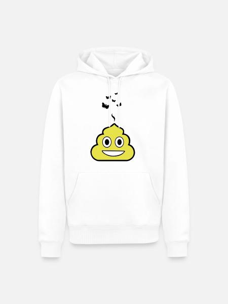 Grinsender Kackhaufen - Smiley - Männer Premium Bio Hoodie - Weiß